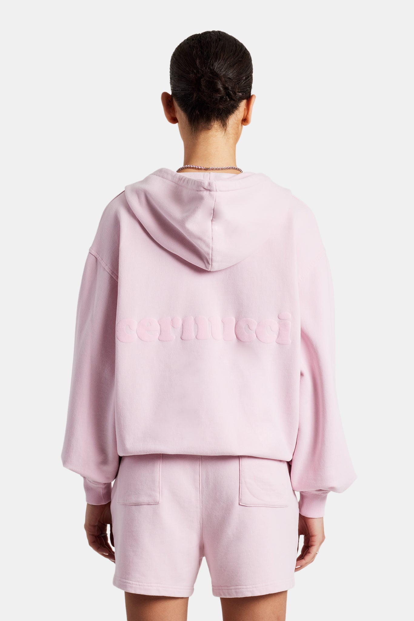 Cernucci Zip Through Hoodie & Short Set - Pink